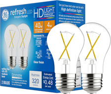 Refresh LED Light Bulbs, 40 Watt, Daylight, A15 Ceiling Fan Bulbs, Clear Finish
