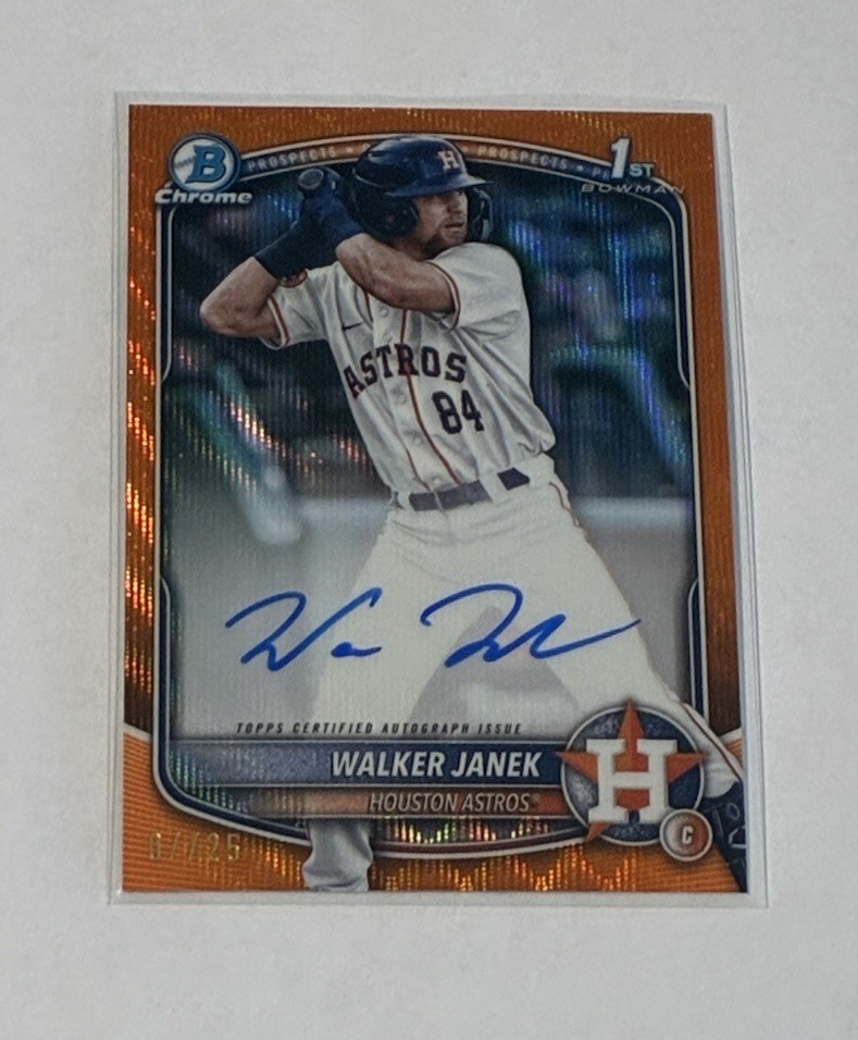 2025 Bowman Chrome Walker Janek 1st Bowman Orange Wave Refractor Auto /25 Astros