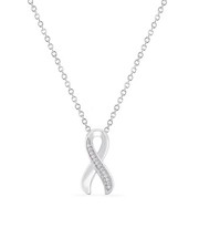 Breast Cancer Ribbon Sterling Silver Diamond necklace Gift for her