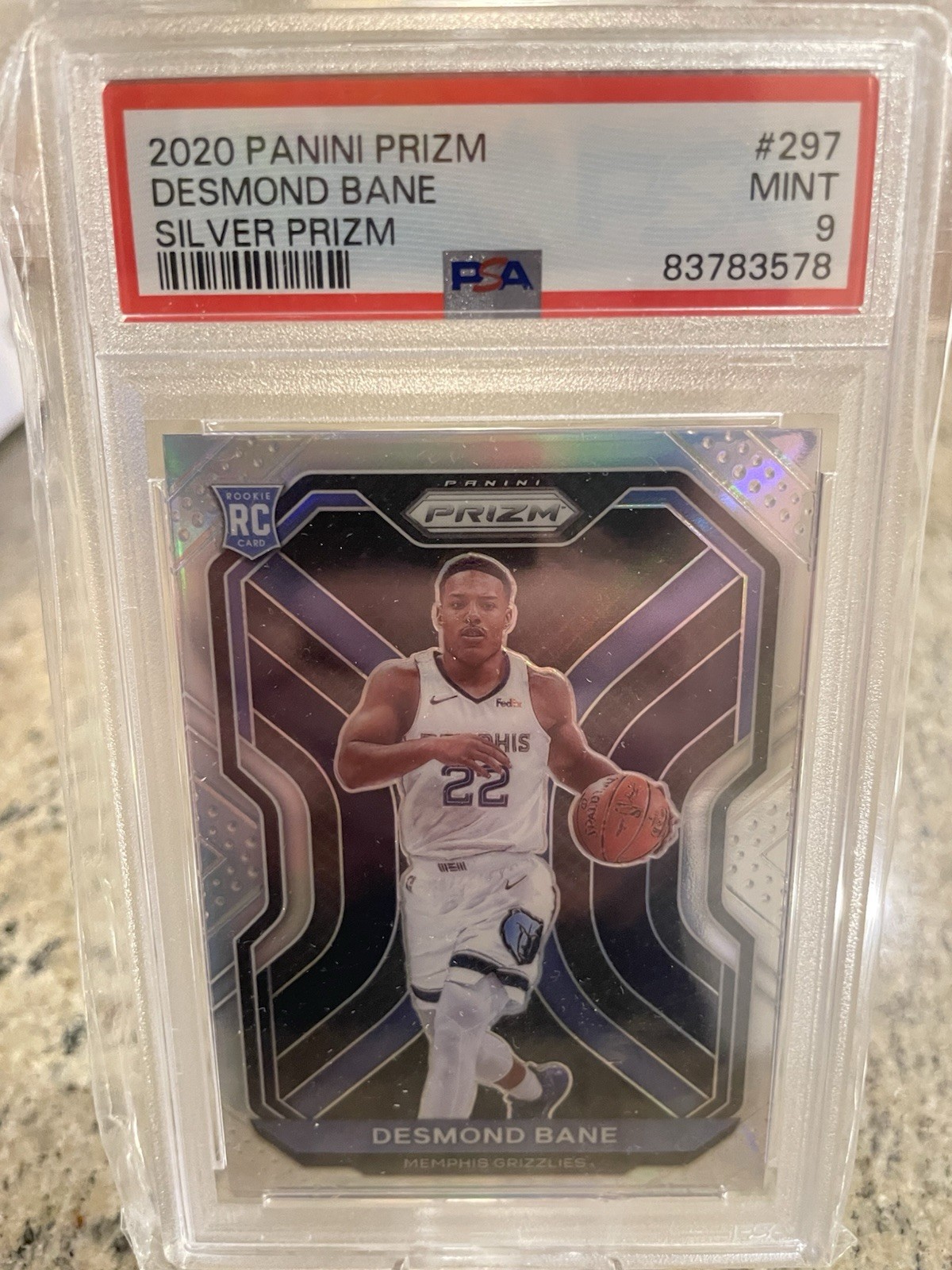 2020 Desmond Bane Prizm #297 Silver Prizm PSA 9 RC Grizzlies