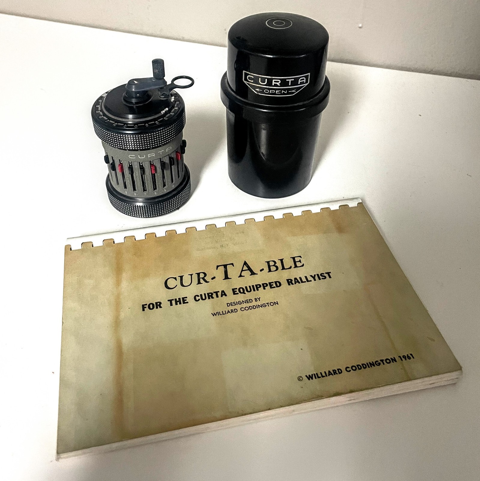 Curta Calculator Type ii Rare Rally edition Original Tube And Rally Manual.-image
