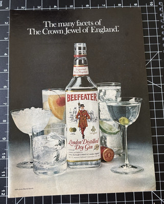 Vtg Print Ad 1980 Beefeater London Dry Gin Crown Jewl England Bar-Pub-Decor