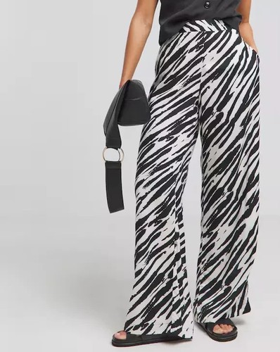 SIMPLY BE LADIES BLACK ZEBRA PRINT WIDE LEG TROUSERS NEW SIZE 32 (ref 525)