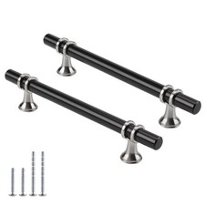 10 Pack 5 Inch Black And Brushed Nickel Cabinet Pulls Heavy Duty Zinc