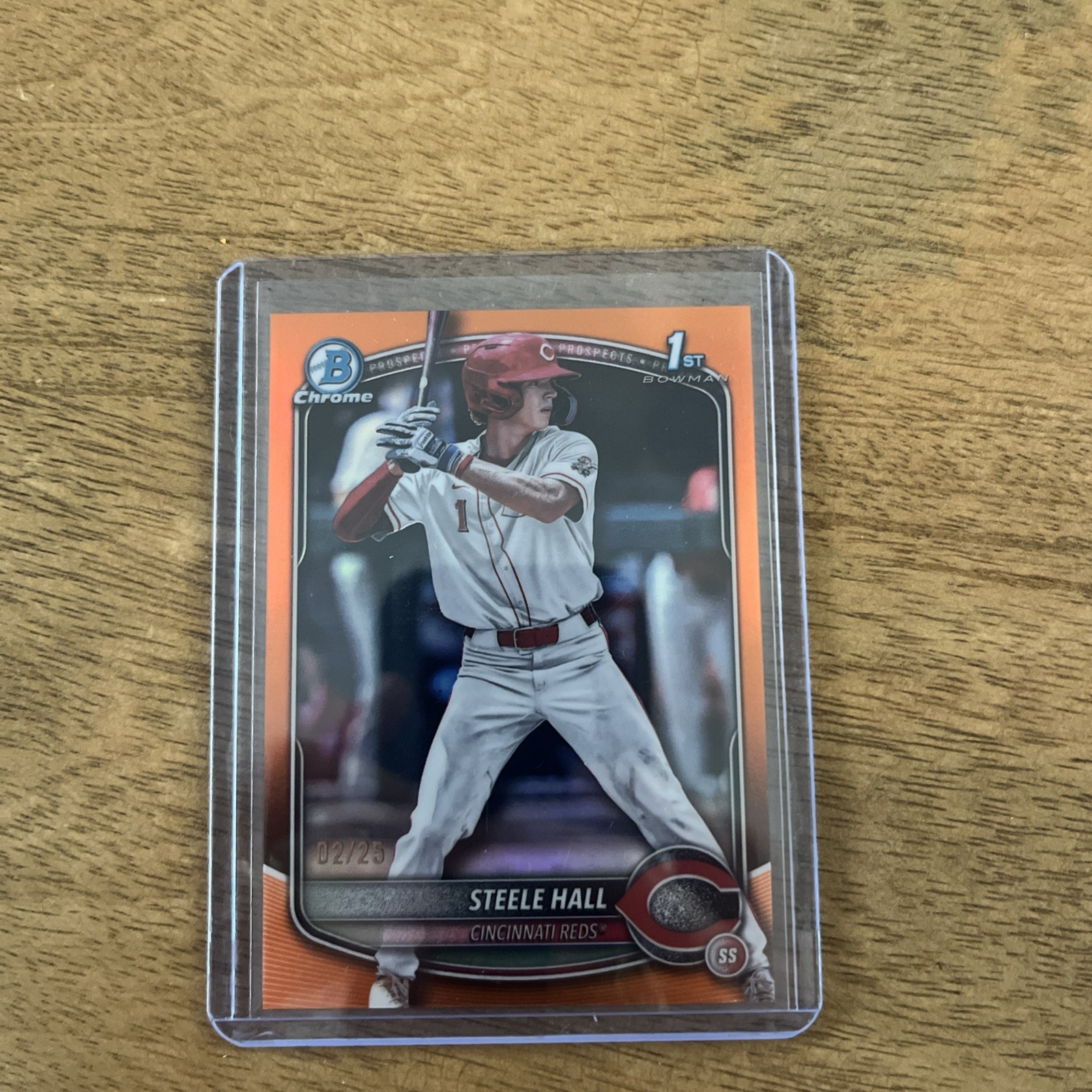 2025 Bowman Draft - Steele Hall 2/25 Chrome True Orange 1st - Cincinnati Reds