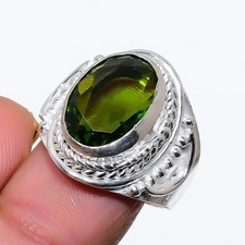 Green Peridot Gemstone Handmade 925 Sterling Silver All Size Ring For Gift