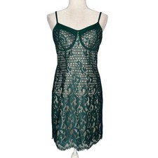 Guess Lace Bodycon Dress L True Y2K Vintage Dress Green Shimmer Corset Style
