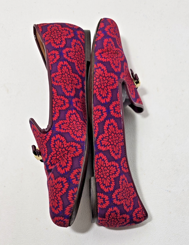 Tory Burch Floral Print Chandra Flats Shoes Patent Piping Padded Insole Sz 9.5 M - Picture 6 of 13