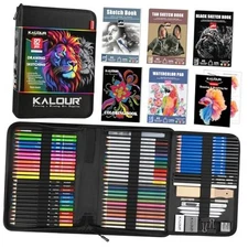 KALOUR PDAS 82 Drawing Set Sketching Kit, Art Set with Fluorescent, Colored, 