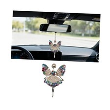 Bling Ballerina Dance Car Mirror Hanging Ornament, Crystal Gold/Multicolor