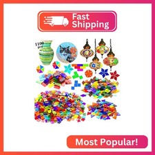 Csdtylh 1100 Pcs Mosaic Tiles, Glass Mosaic Tiles for Crafts Bulk, Stained Mosai