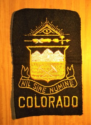 GEMSCO NOS PATCH - SEAL - ON BLACK FELT - STATE OF COLORADO - CO - Original 1970