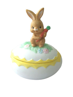 Vtg Easter Egg Easter Rabbit Bunny Lefton Trinket Box!  1983!  TAIWAN!  