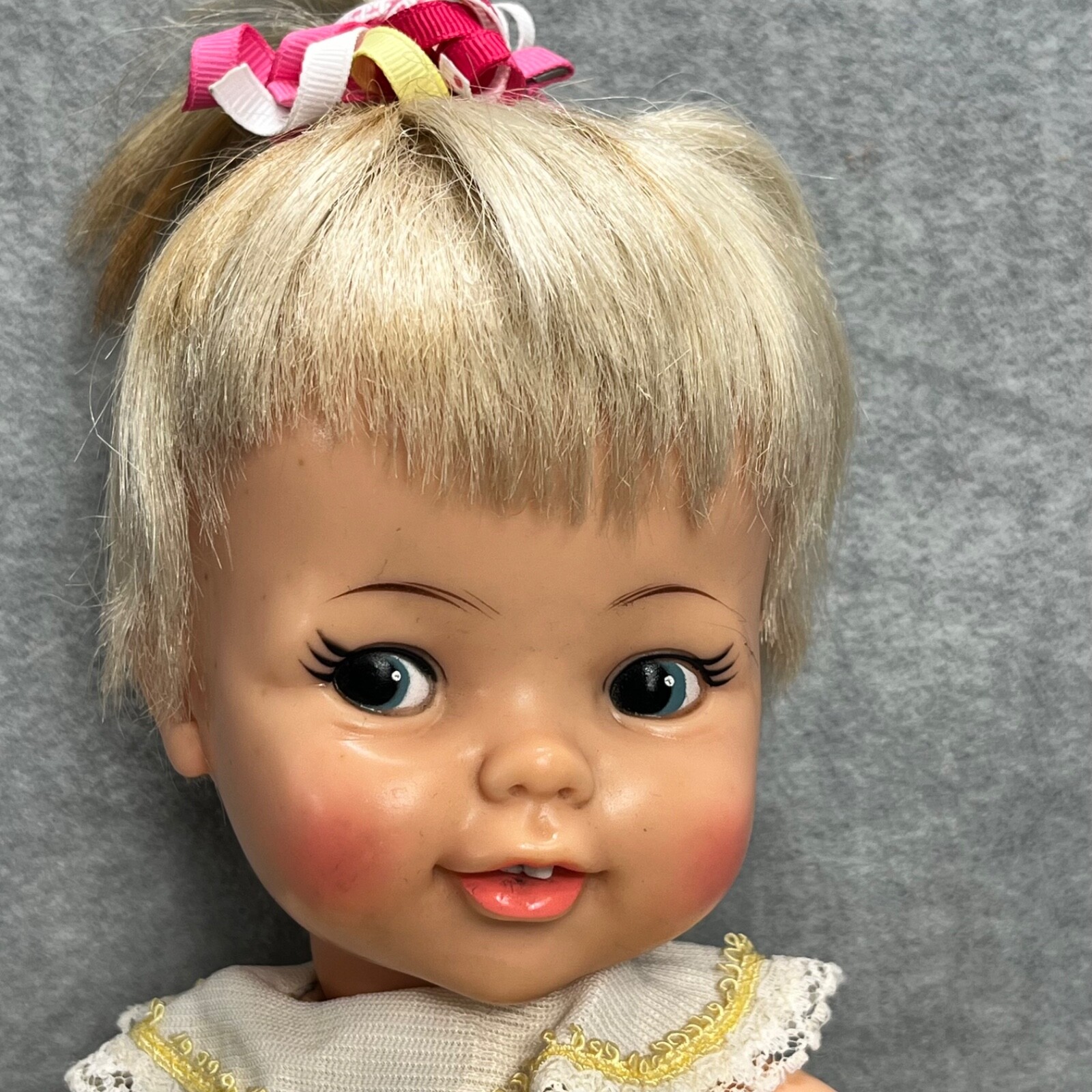 IDEAL Baby Lucy Bobble Head Vtg Doll Rooted Hair Painted Eyes Posable