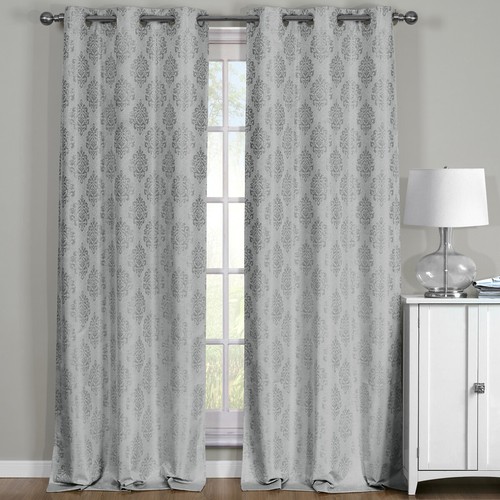 Paisley Thermal Blackout Curtain Panels Grommet Top Window Jacquard Curtain Pair - Picture 12 of 12