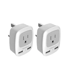 US to UK Ireland Travel Plug Adapter 2 Pack, TESSAN Type G Power Outlet Adapt...