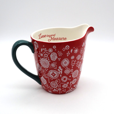 Pioneer Woman Bandana 1 Qt 4 Cup Red White Measuring Cup Stoneware 113079.01