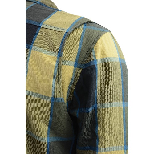 CAMICIA BIKER UOMO IN PELLE MILWAUKEE A QUADRI IN FLANELLA CON ARMATURA OMOLOGATA CE - Foto 15 di 126