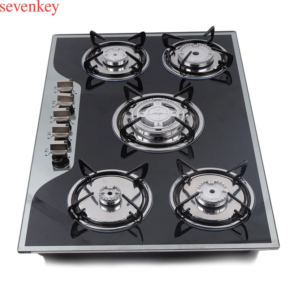 5 Burner Gas Stove Cast Iron Gas Hob Burner Cooker + Stainless Steel Water Tray - Image 2 of 4