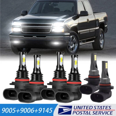 SHENKENUO 2Sides LED Headlight+Fog Light for Chevy Silverado 1500 2500HD 3500HD 03-06