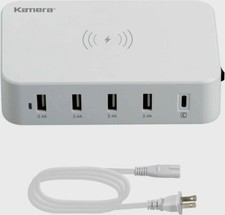 NIB KAMERA 60W Wireless USB-C 5-Port USB Wireless Charger 1-USB-C 4-USB-A 