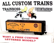 HO SCALE CUSTOM LETTERED MICHIGAN CENTRAL RR REEFER.  page 12 AVAIL IN O SCALE
