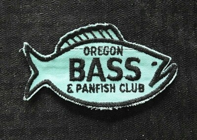 c.1970 ''OREGON BASS AND PANFISH CLUB'' PORTLAND OR FISH SHAPED CHEESECLOTH PATCH