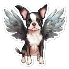 Boston Terrier Angel, Vinyl Decal Sticker, Indoor Outdoor, 3 Sizes, 9783