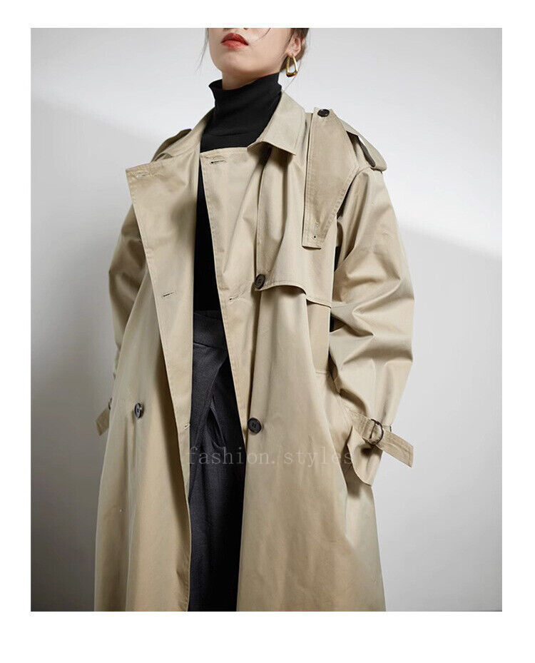 Fashion Womens Occident Runeay Khaki Trench Coat Double Breasted