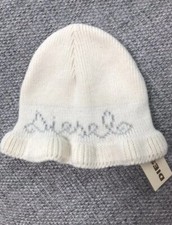 BNWT Cream  Silver Diesel Knitted Baby Hat 12 months Approx Size 1. Wool Blend