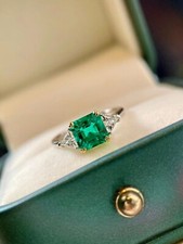New Colombia emerald adjustable ring, Vivid green, Cubic Zirconia
