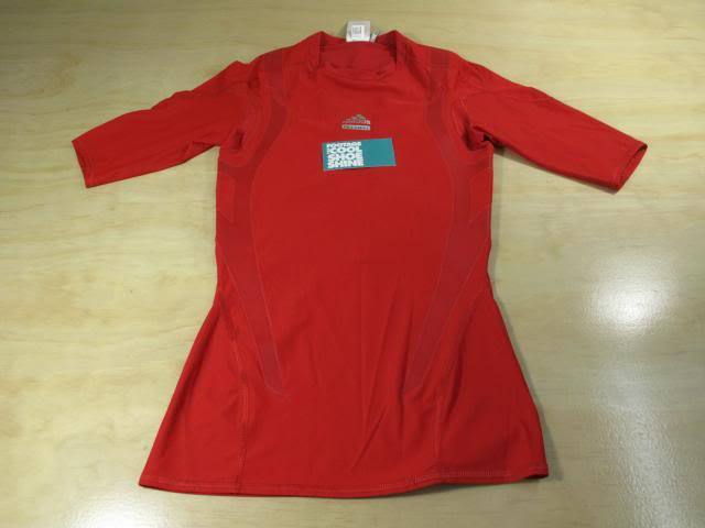 ADIDAS TECHFIT QUARTER SLEEVE COMPRESSION TRAINING SHIRT S RED CLIMACOOL