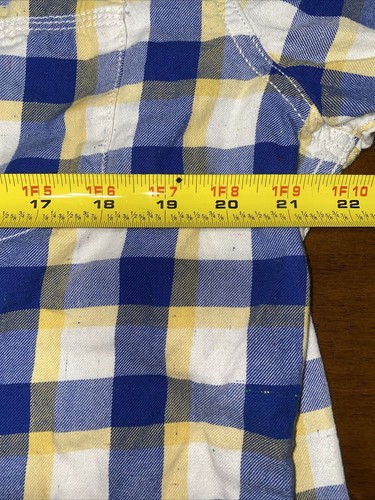 Camicia Tommy Hilfiger uomo XL blu giallo a quadri con bottoni manica lunga vestibilità personalizzata - Foto 6 di 11