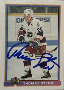 Thomas Steen autographed Winnipeg Jets 1991 Bowman hockey card (#200)