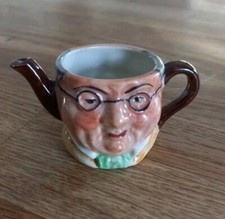 VINTAGE MINIATURE ARTONE HAND PAINTED NOVELTY TEA POT/ Egg cup PICKWICK DICKENS