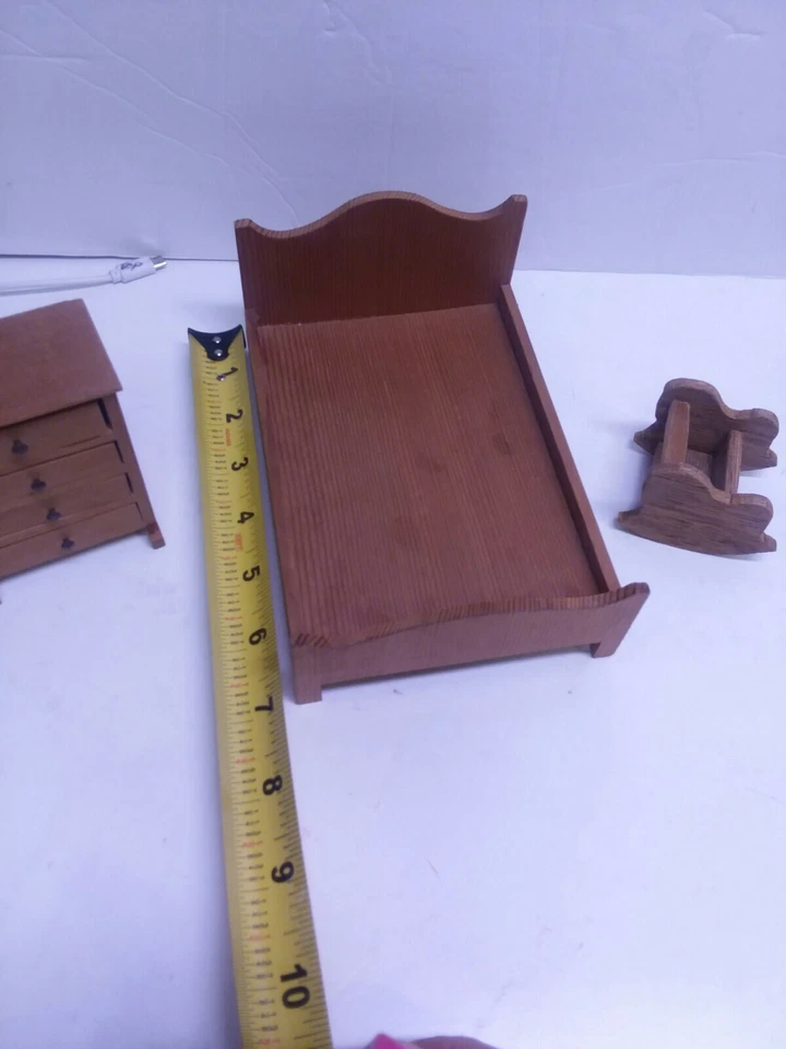 Doll house furniture  Living Room Set Bedroom Set Rocking Horse 8 Pcs Vintage - Image 3 of 4