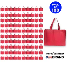 Non-Woven Shopping Bag Reusable Gift/ Promotional Bag Wholesale Red 100 Pack