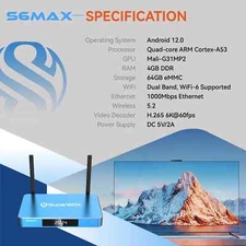 SuperBox UHD S6 Max Smart Box TV Streaming Box All Channels HD Free AIR