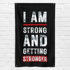 I am Strong And Getting Stronger 3x5 ft Gym Flag Fitness Workout Crossfit Banner