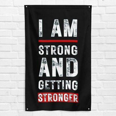 I am Strong And Getting Stronger 3x5 ft Gym Flag Fitness Workout Crossfit Banner