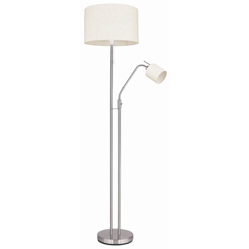 Lampada a Luce Indiretta Piantana Lettura Tessuto Sabbia Lampadario Camera Letto - Foto 2 di 12