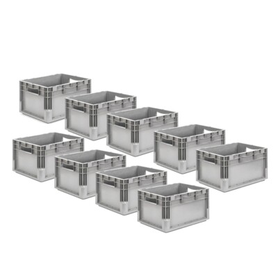 9x Eurobox SSI Schäfer ELB 4220 grau 40x30x22cm Lagerbox, Stapelbox Eurobehälter