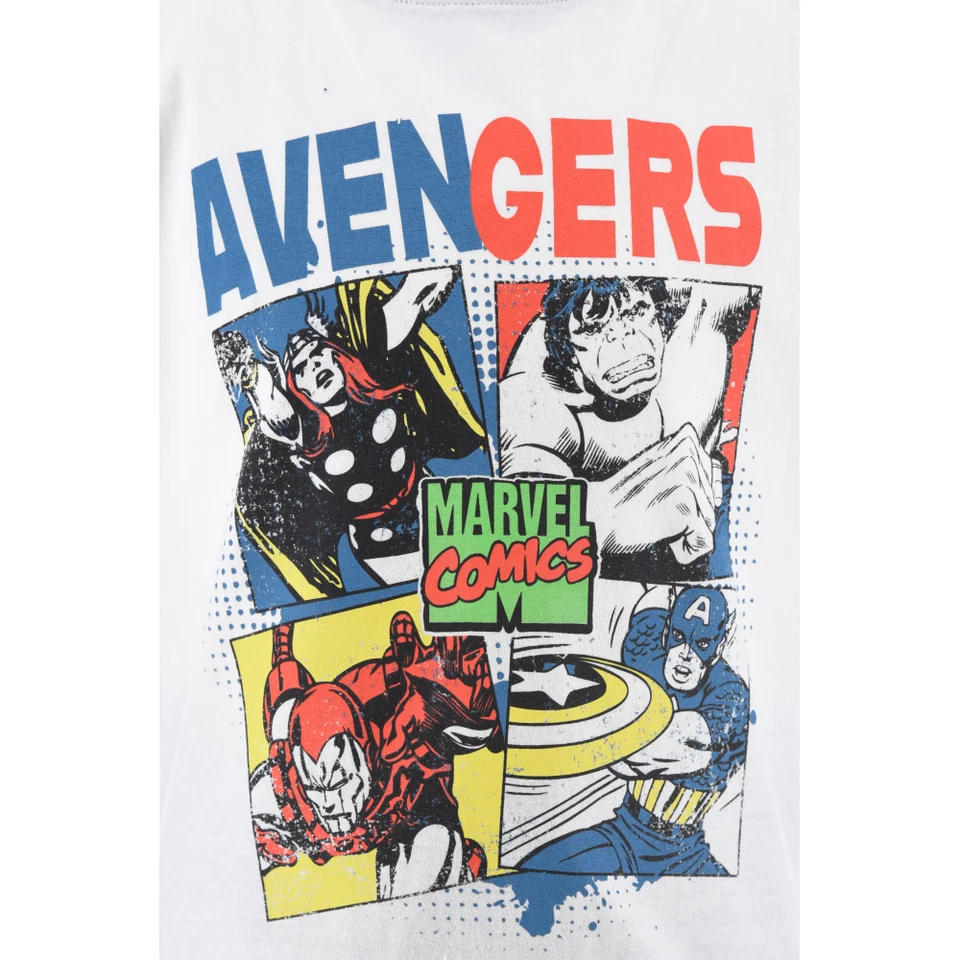 COMPLETO SHORT + T-SHIRT AVENGERS MARVEL BAMBINO 100% COTONE - EX1033BIANCO - Immagine 3 di 4