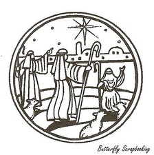 Christmas Shepherds Circle Wood Mounted Rubber Stamp NORTHWOODS CC9665 New