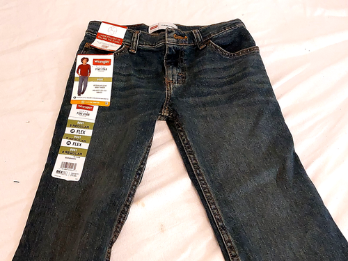 WRANGLER CLASSIC 5 STAR BOOT FLEX 8 REGUALR BOYS JEANS NWT DARK BLUE - Picture 5 of 7