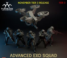 Turnbase Miniatures Modern Advanced Exo Squad & Drone Zona Alfa Post Apocalyptic
