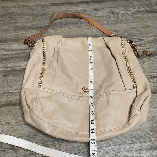Lot of 2 Vtg Y2K Guess/ Aldo Leather Tan, White Boat Shoulder Purse Bag - GUC - Picture 8 of 13