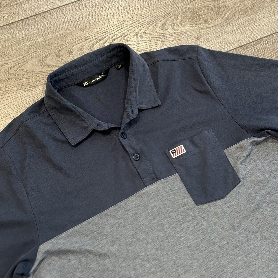Travis Matthew Polo Mens Size Large Navy American Flag Patriotic Golf