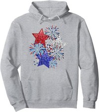 4th Of July Fireworks Stars Funny Cute Printed Design Unisex Hooded Sweatshirt
