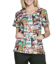 Rudolph The Red-Nosed Reindeer Scrub Top NEW Womens 2XL Christmas Scrubs Top NWT